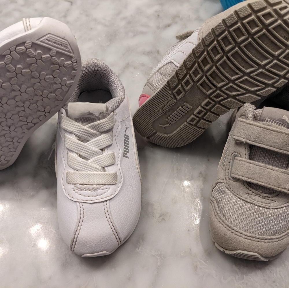 2 pairs of puma girls shoes
